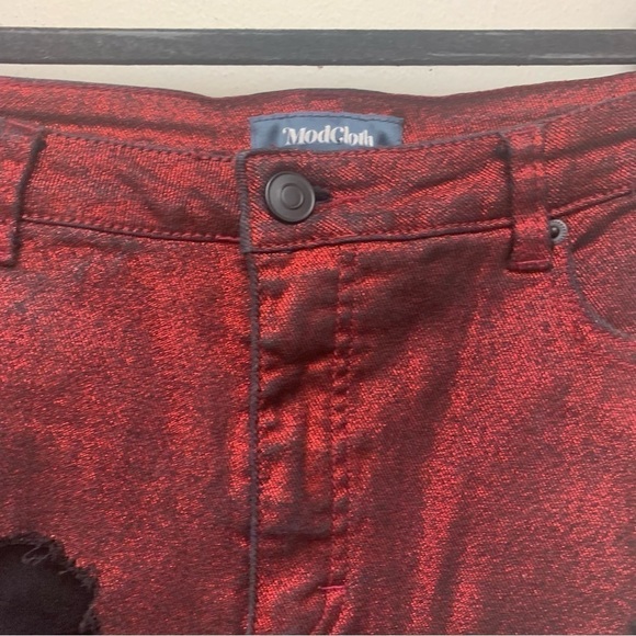 ModCloth Distressed Red Metallic Pants - Picture 5 of 12